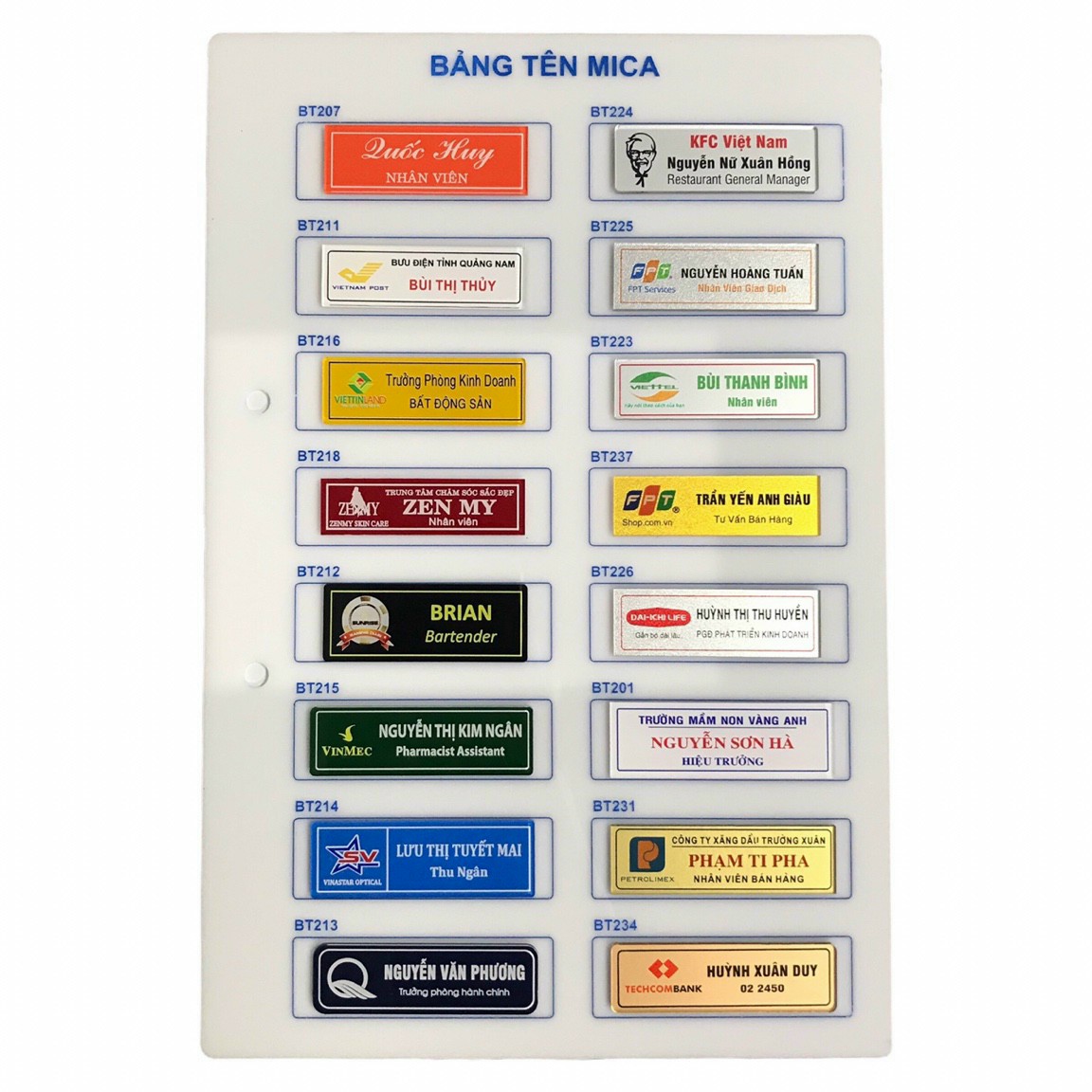 bảng tên mica